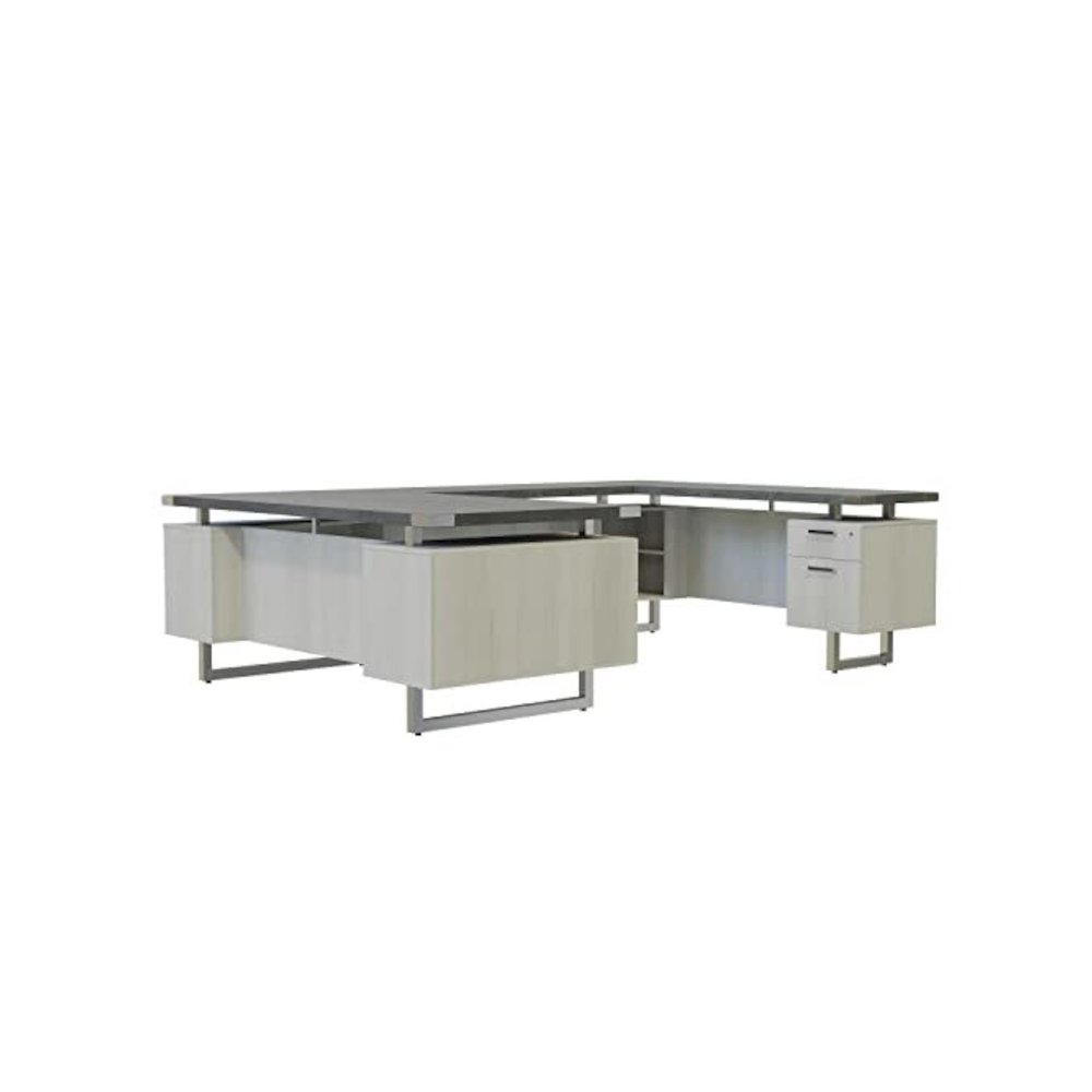 Mirella™ U-Shaped Configuration Desk, BBB/BF Stone Gray. Picture 5