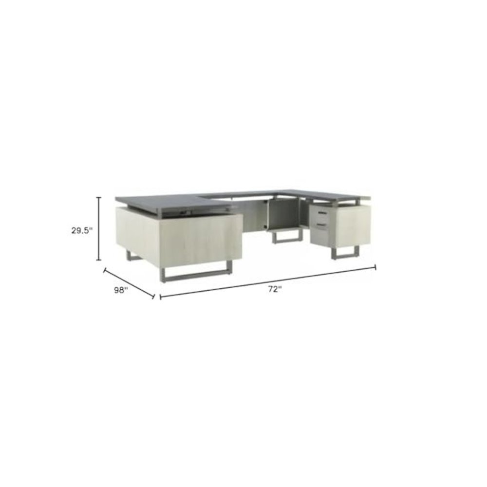 Mirella™ U-Shaped Configuration Desk, BBB/BF Stone Gray. Picture 2