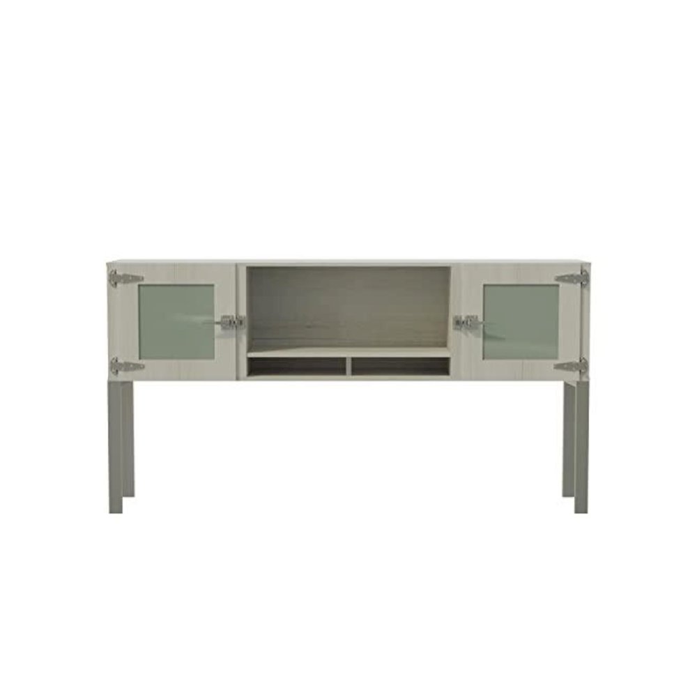 Mirella™ 72” Hutch with Glass Doors White Ash. Picture 3