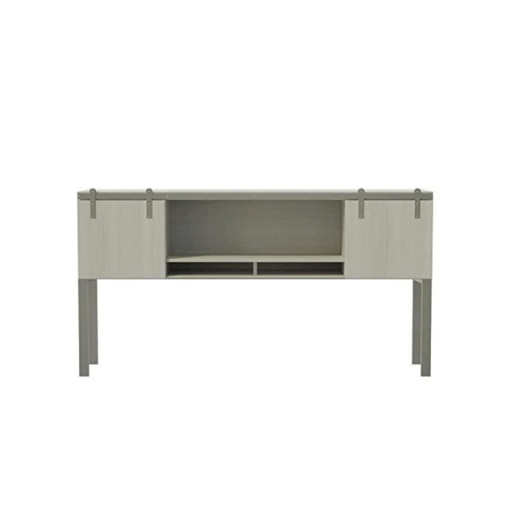 Mirella™ 72” Hutch with Sliding Wood Doors White Ash. Picture 2
