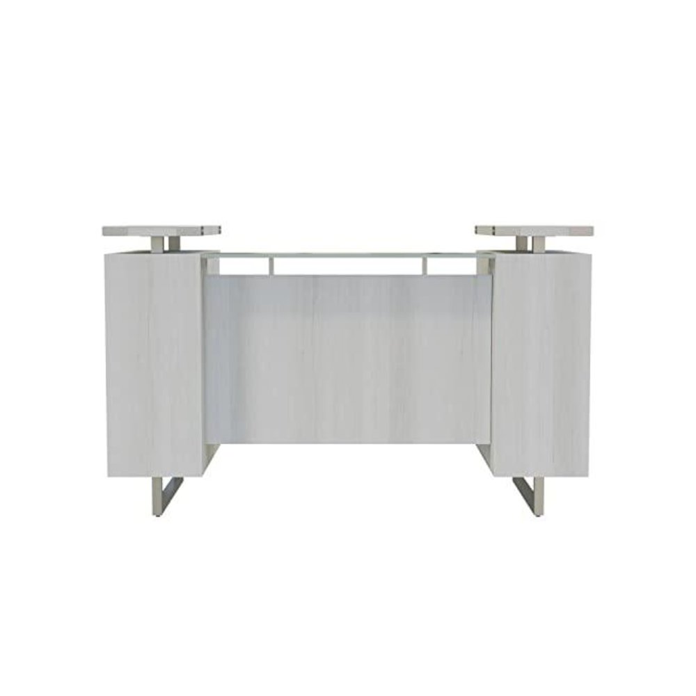 Mirella™ Reception Desk with Glass Countertop White Ash. Picture 2