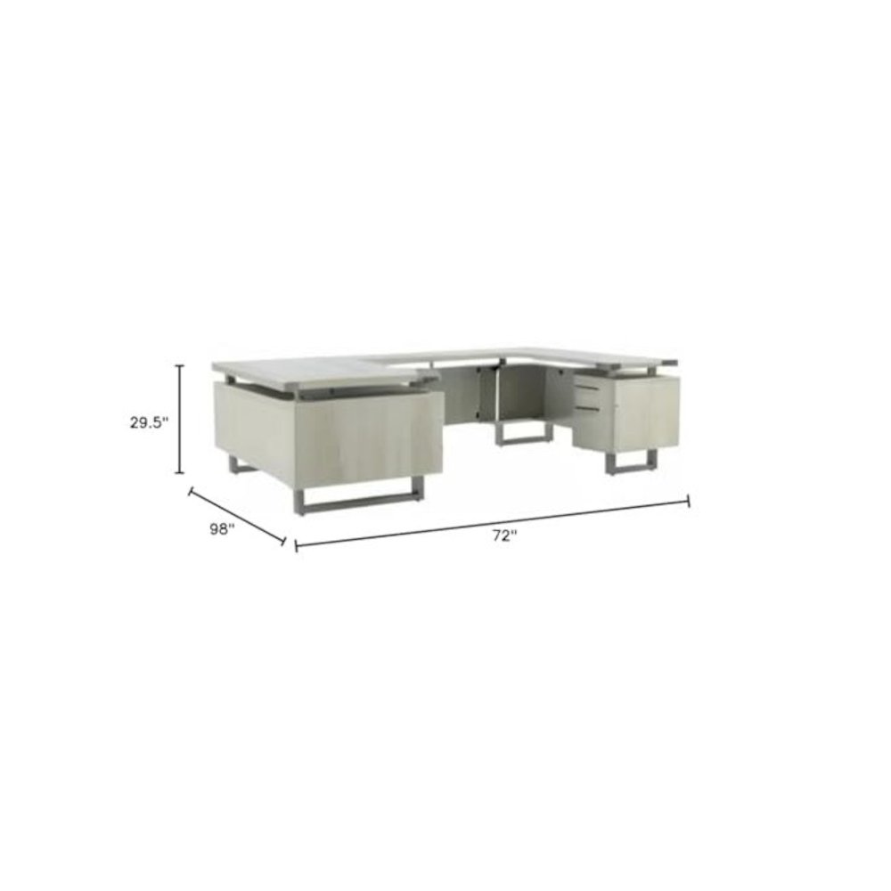 Mirella™ U-Shaped Configuration Desk, BBB/BF White Ash. Picture 2