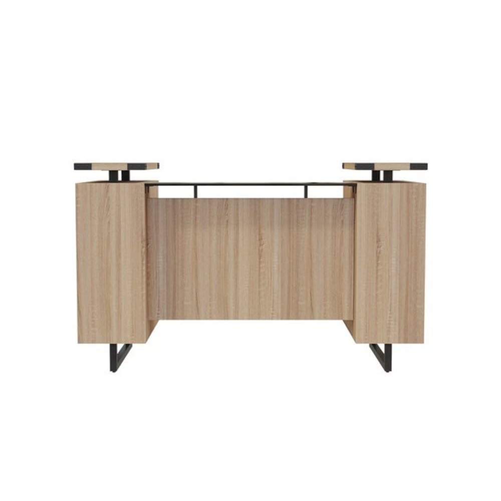 Mirella™ Reception Desk with Glass Countertop Sand Dune. Picture 3