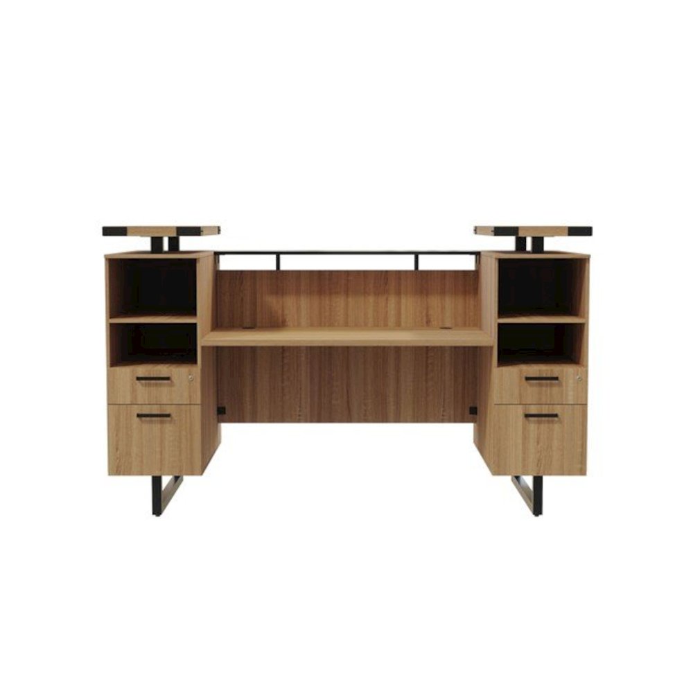 Mirella™ Reception Desk with Glass Countertop Sand Dune. Picture 4