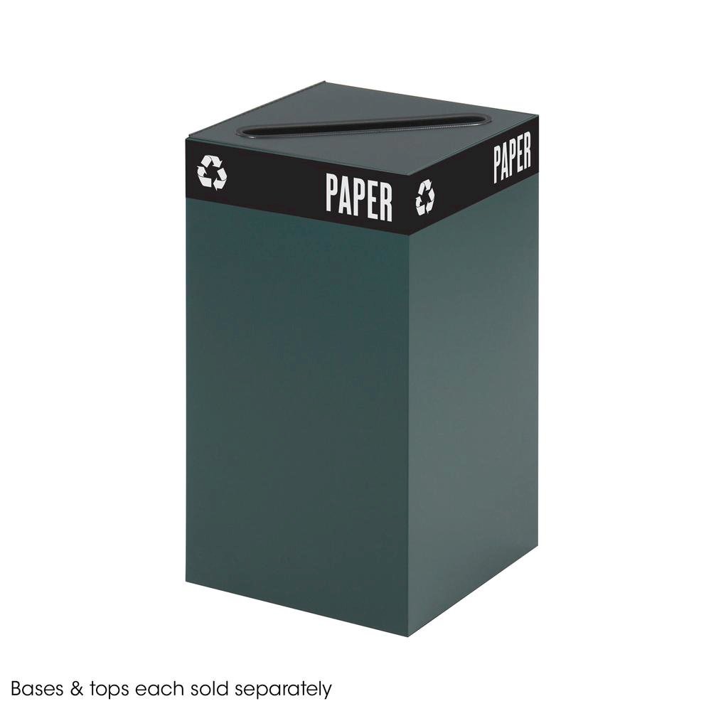Public Recycling Container, Square, Steel, 25gal, Green. Picture 2