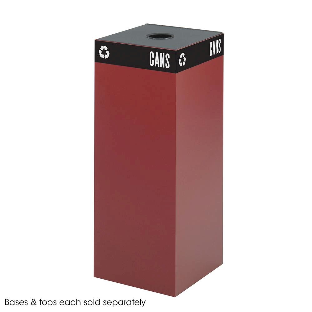 Public Recycling Container, Square, Steel, 37gal, Burgundy. Picture 2