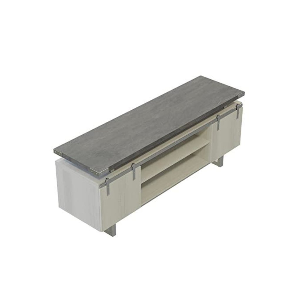 Mirella™ Low Wall Cabinet Wood Doors Stone Gray. Picture 2