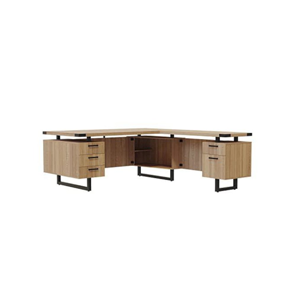 Mirella™ L-Shaped Configuration Desk, BBB/BF Sand Dune. Picture 1
