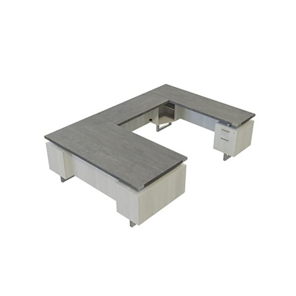 Mirella™ U-Shaped Configuration Desk, BBB/BF Stone Gray. Picture 3