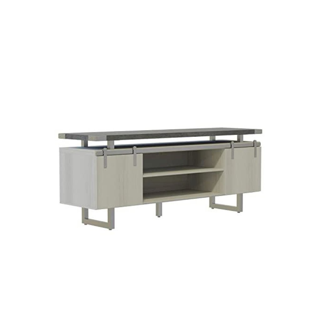 Mirella™ Low Wall Cabinet Wood Doors Stone Gray. Picture 1
