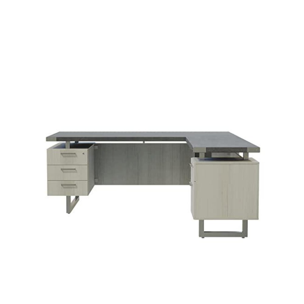 Mirella™ L-Shaped Configuration Desk, BBB/BF Stone Gray. Picture 3