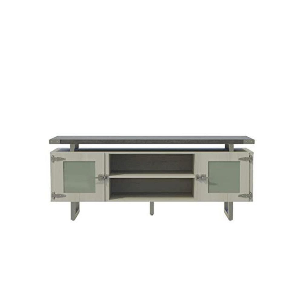 Mirella™ Low Wall Cabinet Glass Doors Stone Gray. Picture 2