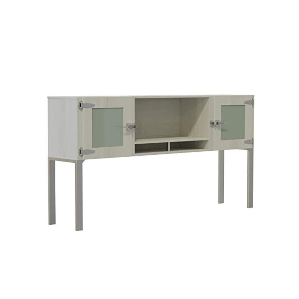 Mirella™ 72” Hutch with Glass Doors White Ash. Picture 1