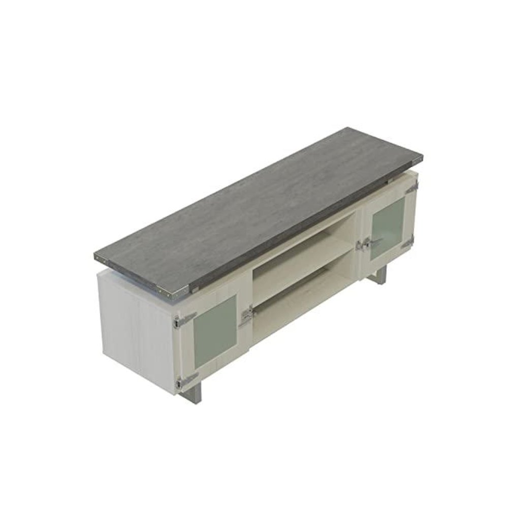 Mirella™ Low Wall Cabinet Glass Doors Stone Gray. Picture 3