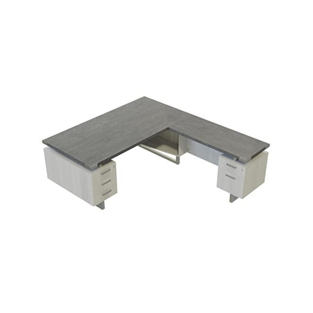 Mirella™ L-Shaped Configuration Desk, BBB/BF Stone Gray. Picture 2