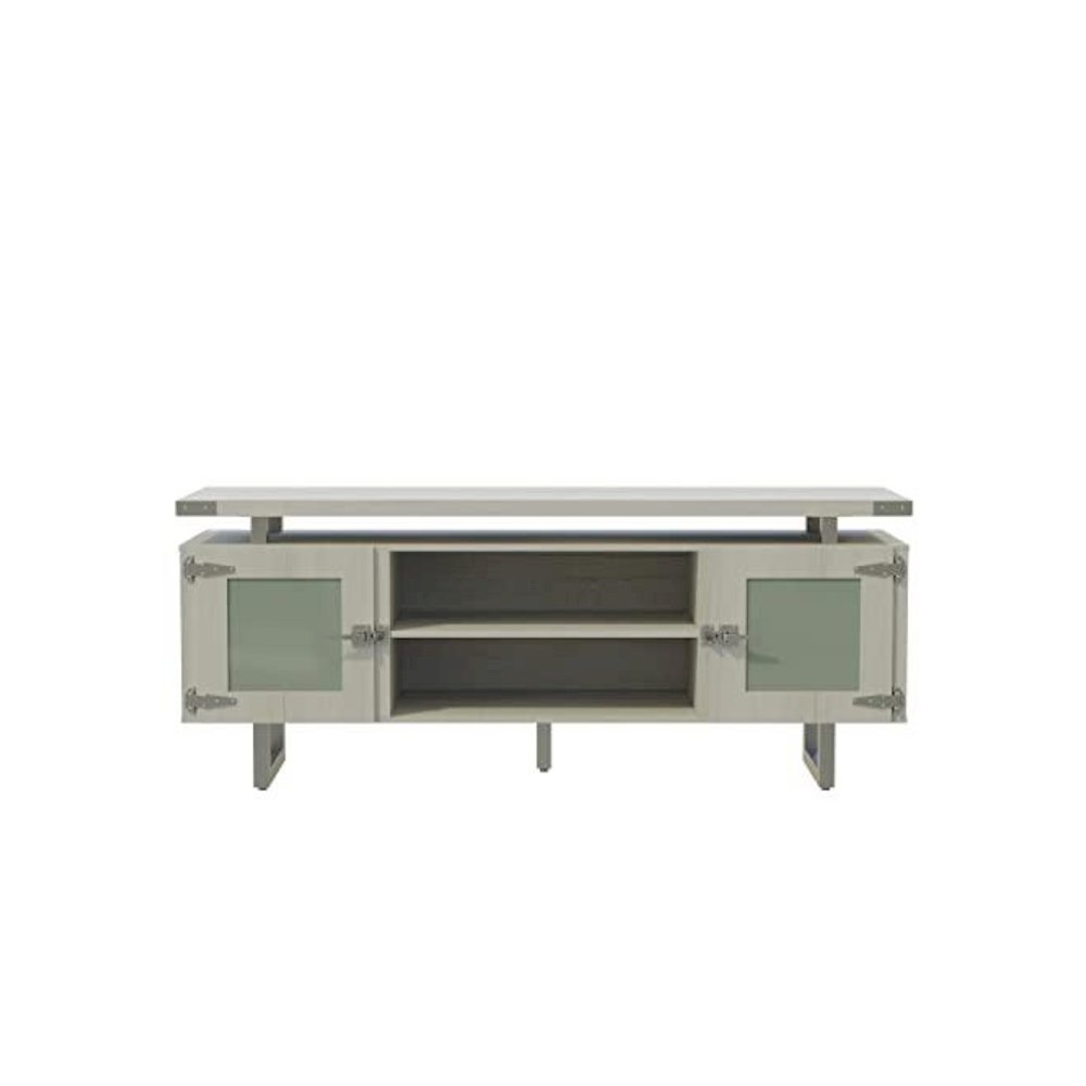 Mirella™ Low Wall Cabinet Glass Doors White Ash. Picture 6