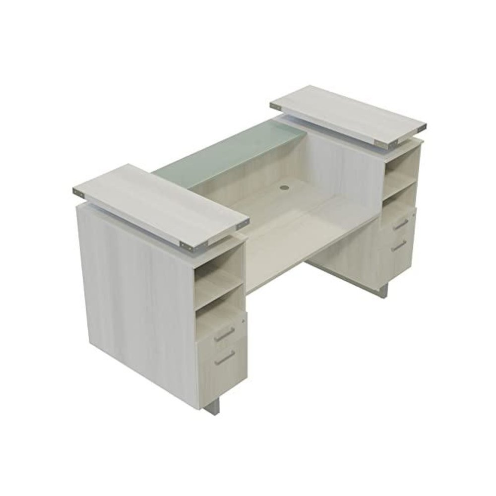 Mirella™ Reception Desk with Glass Countertop White Ash. Picture 3