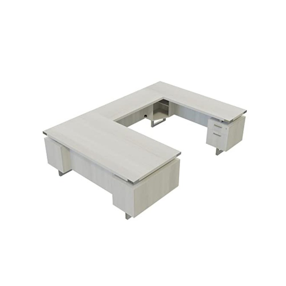 Mirella™ U-Shaped Configuration Desk, BBB/BF White Ash. Picture 5