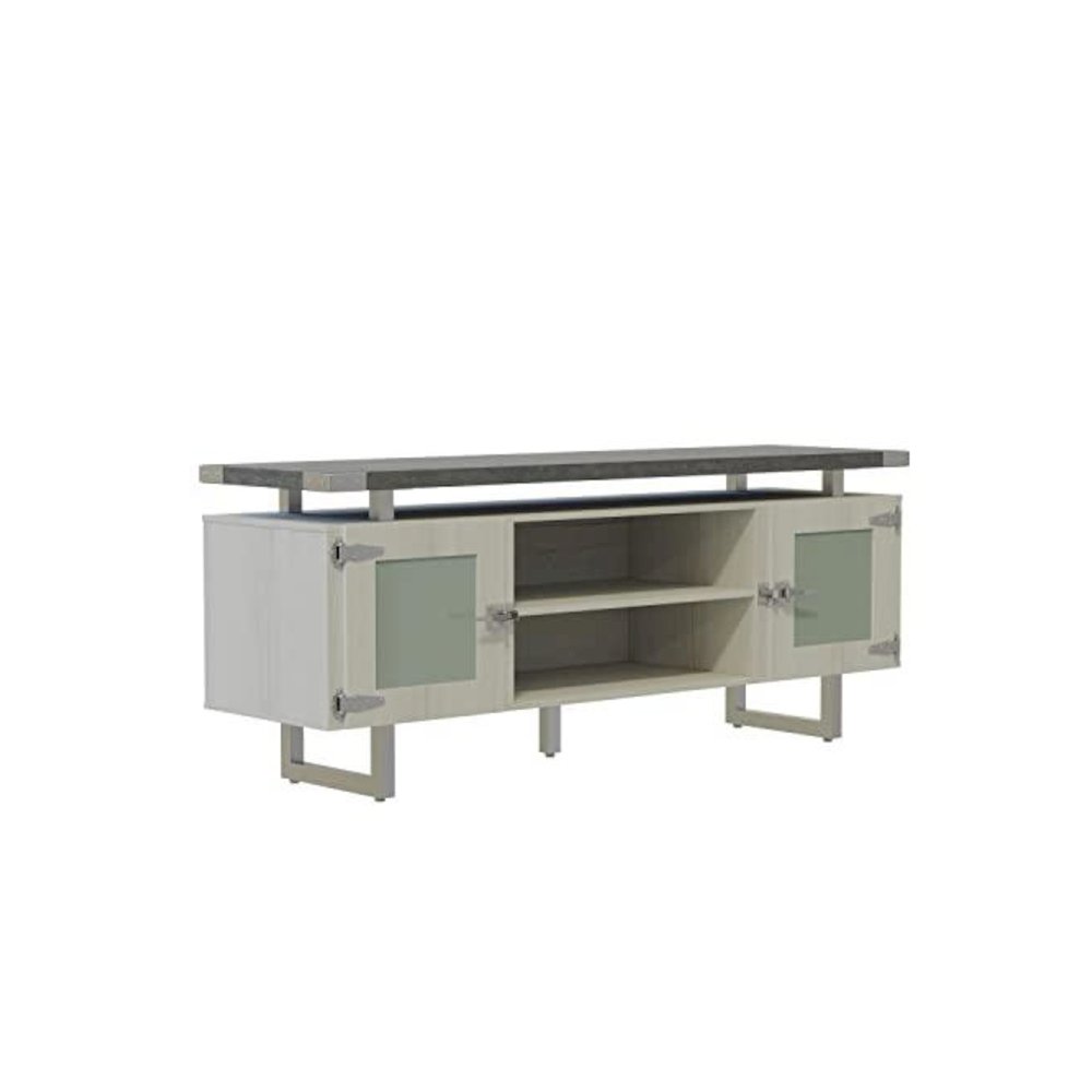 Mirella™ Low Wall Cabinet Glass Doors Stone Gray. Picture 1