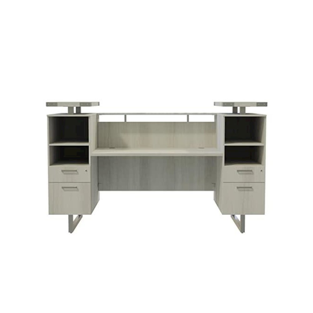 Mirella™ Reception Desk with Glass Countertop White Ash. Picture 4