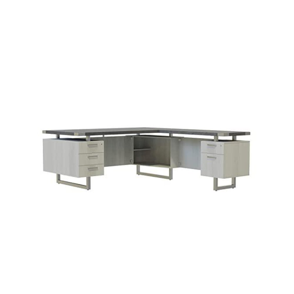 Mirella™ L-Shaped Configuration Desk, BBB/BF Stone Gray. Picture 1
