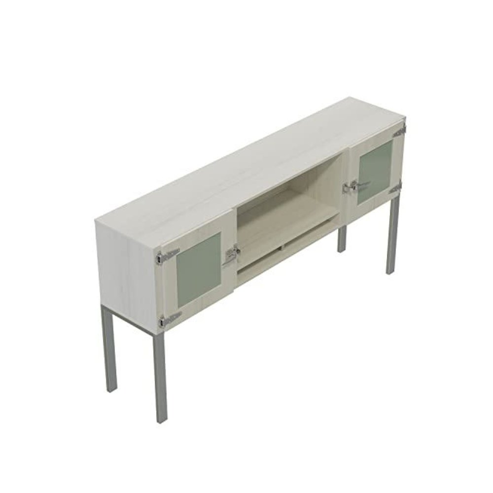Mirella™ 72” Hutch with Glass Doors White Ash. Picture 2