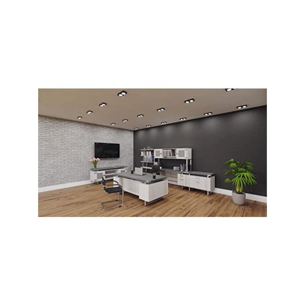 Mirella™ Low Wall Cabinet Glass Doors Stone Gray. Picture 4