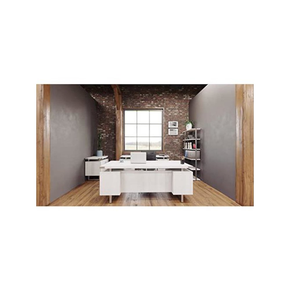 Mirella™ Free Standing Desk, BBB/BF White Ash. Picture 3