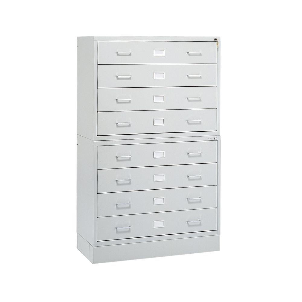 A/V Equipment Cabinet - 200 lb Load Capacity - 27.8" Height x 37" Width x 17.5" Depth - Freestanding - Baked Enamel - Steel - Light Gray, Chrome. Picture 3