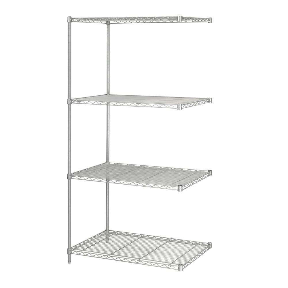 5289GR Add-On Wire Shelving - 36.0" x 24.0" x 72.0" - 4 x Shelf(ves) - Dust Proof, Adjustable Leveler, Adjustable Feet - Metallic Gray. Picture 2
