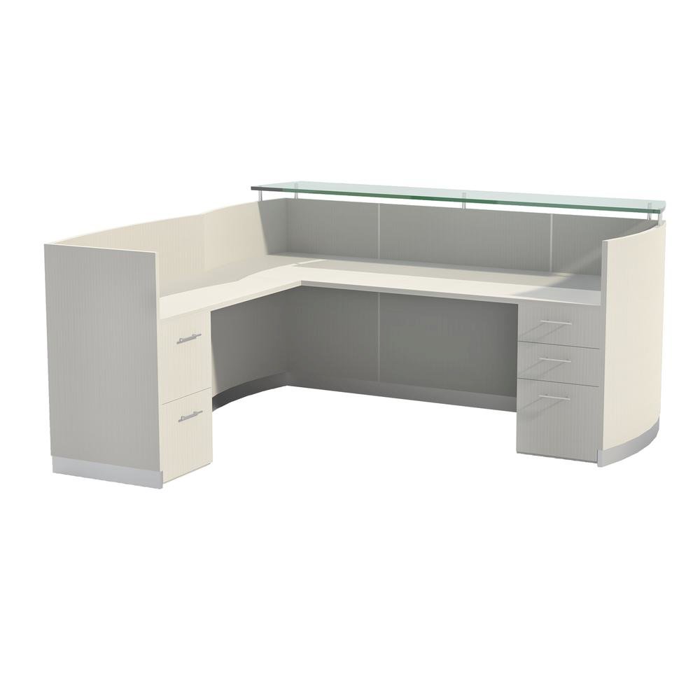 87-1/4" Reception Station with Return and (1) Box/Box/File and (1) File/File Pedestals, Textured Sea Salt. Picture 2