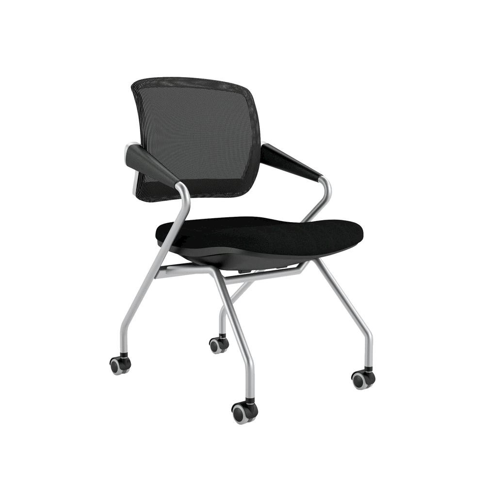 Valoré Training Series Mid-Back Nesting Chair, Mesh/Fabric, Black, 2/Carton. Picture 3