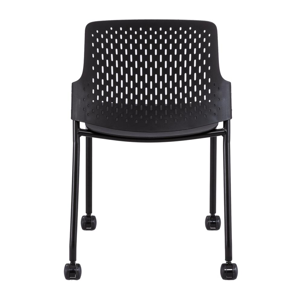 Stack Chair with Casters, Black set of 4. Picture 3