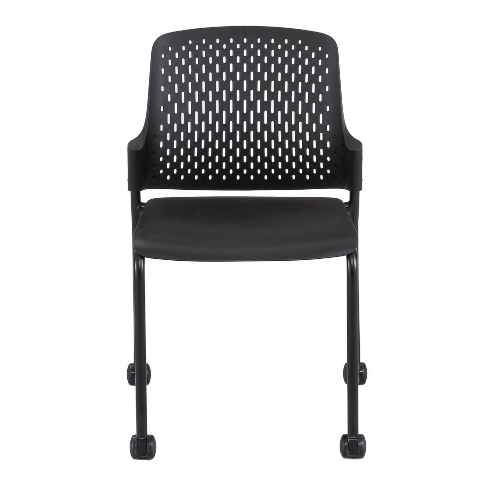 Stack Chair with Casters, Black set of 4. Picture 2