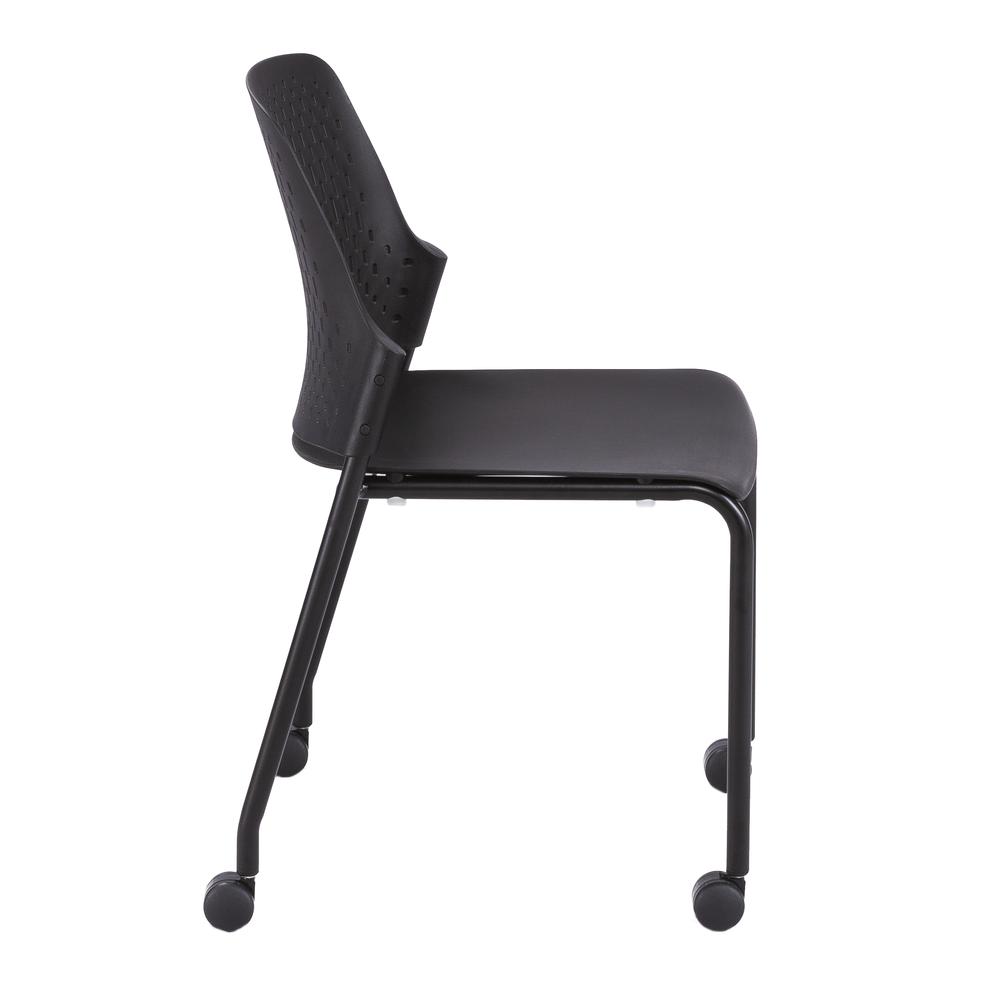 Stack Chair with Casters, Black set of 4. Picture 4