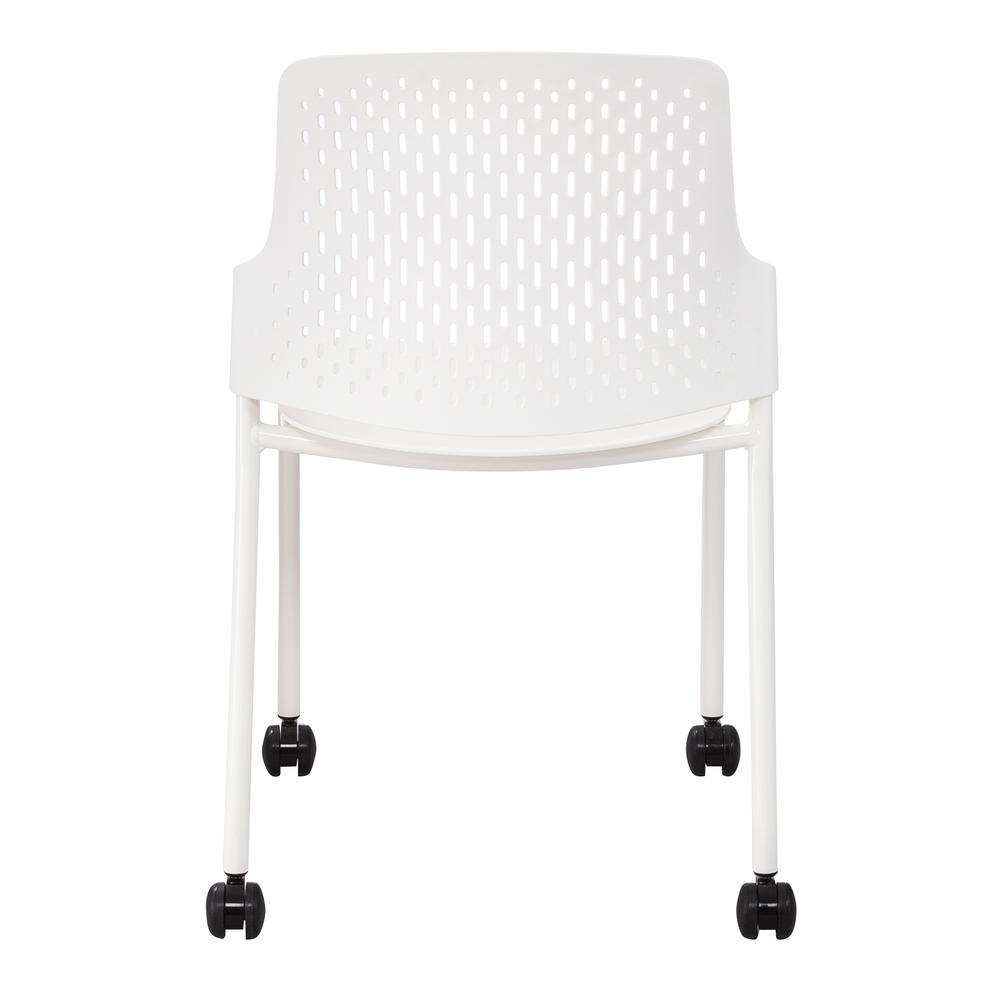 Stack Chair with Casters, White set of 4. Picture 3