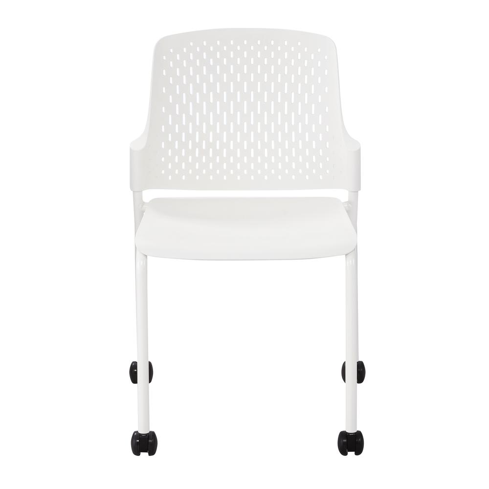 Stack Chair with Casters, White set of 4. Picture 2