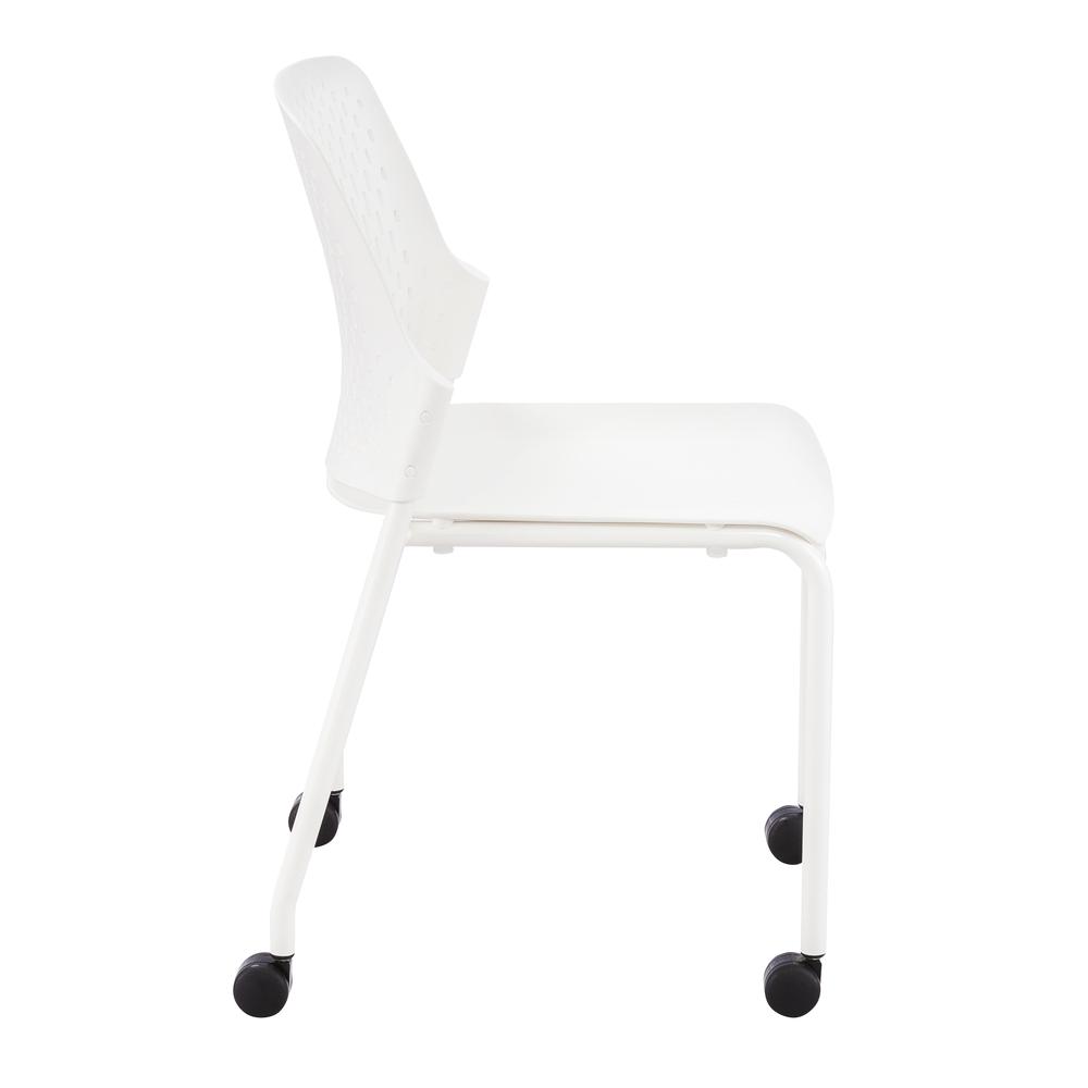 Stack Chair with Casters, White set of 4. Picture 4