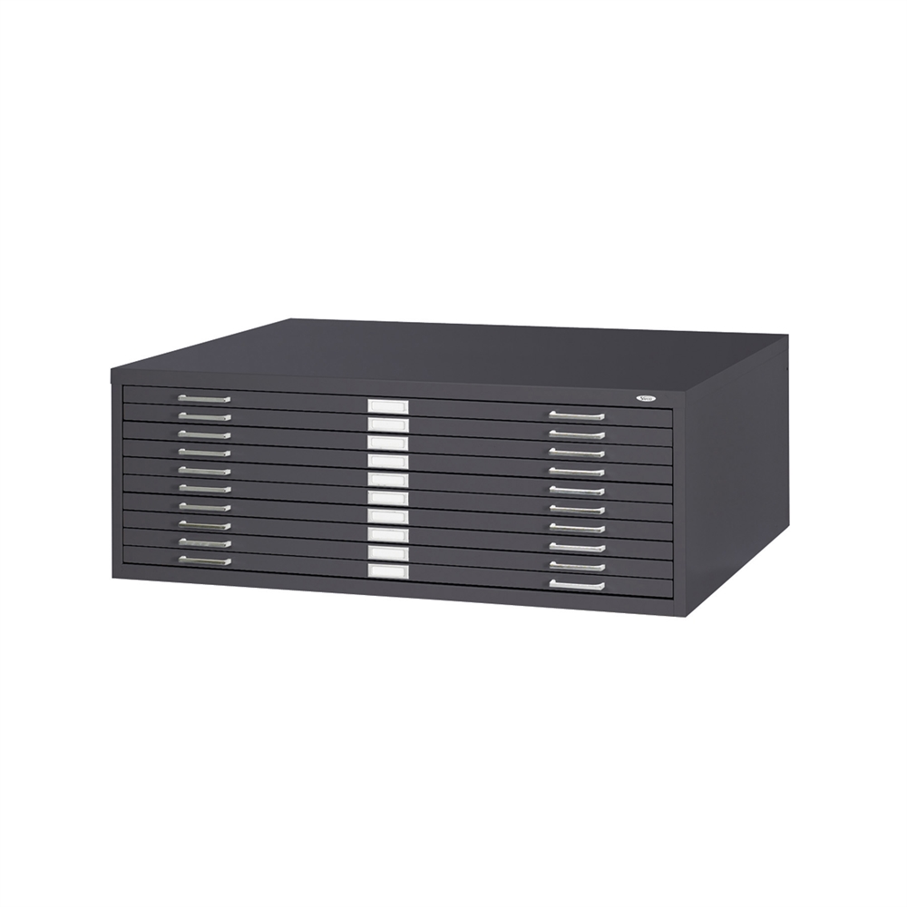 10-Drawer Steel Flat File for 30" x 42" Documents Black. Picture 1