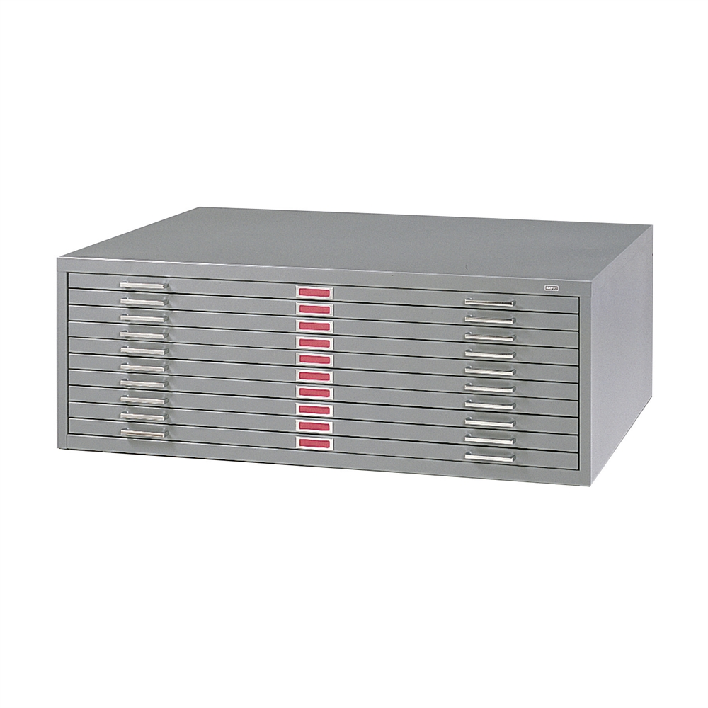 10-Drawer Steel Flat File for 30" x 42" Documents Gray. Picture 1