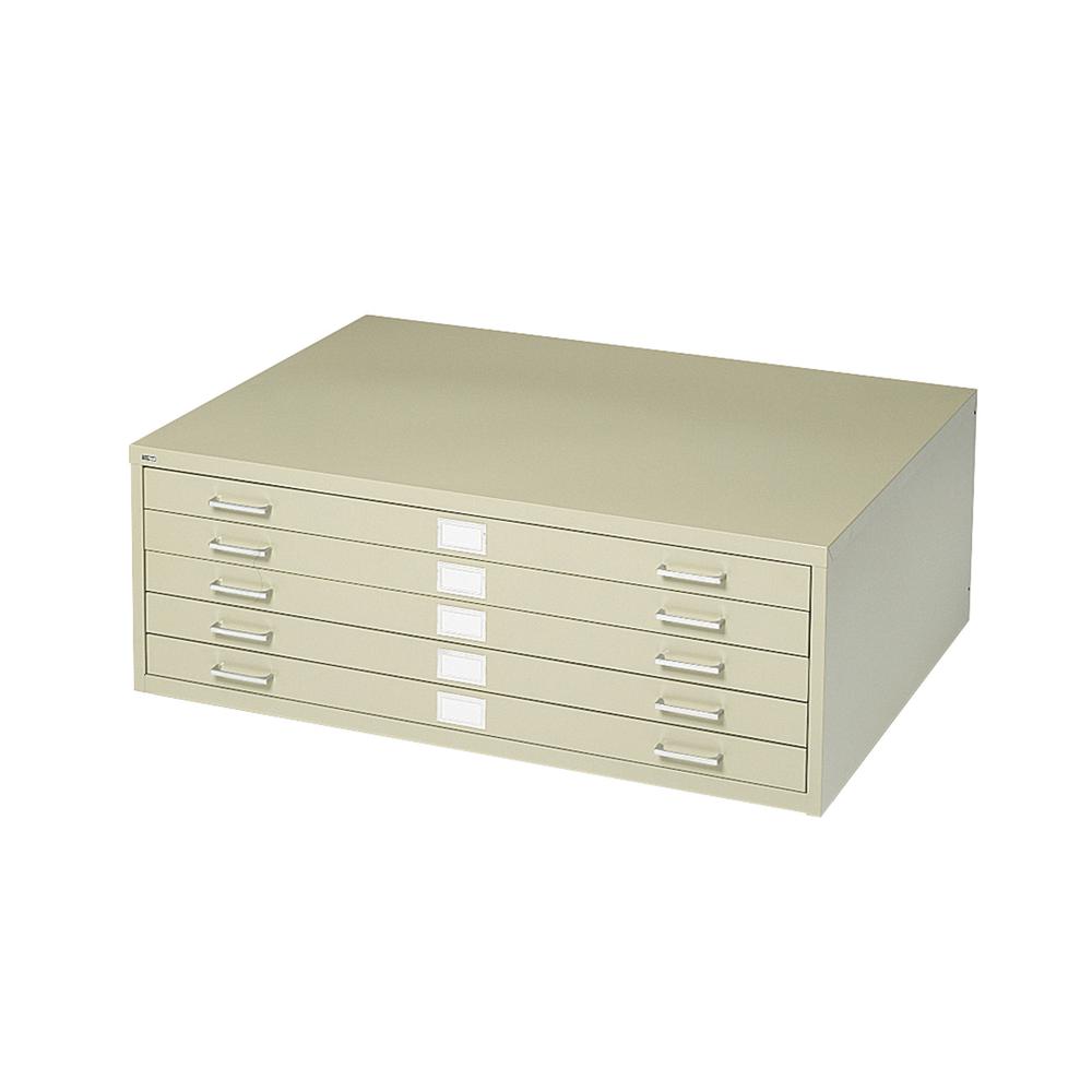 Safco 5-Drawer Steel Flat Files & Base - 40.4" x 16.5" x 29.4" - 5 x Drawer(s) for File - Stackable - Sand - Powder Coated - Steel - Recycled. Picture 2