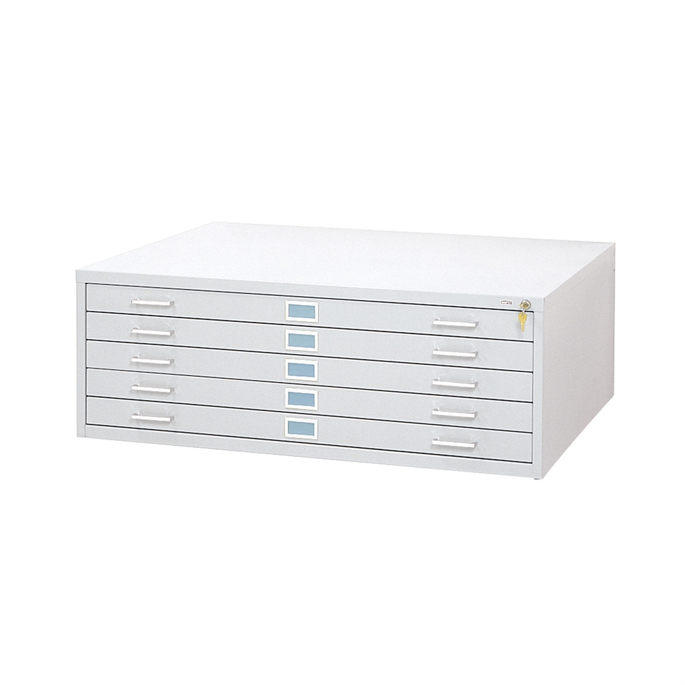 5-Drawer Steel Flat File for 30" x 42" Documents White. Picture 1