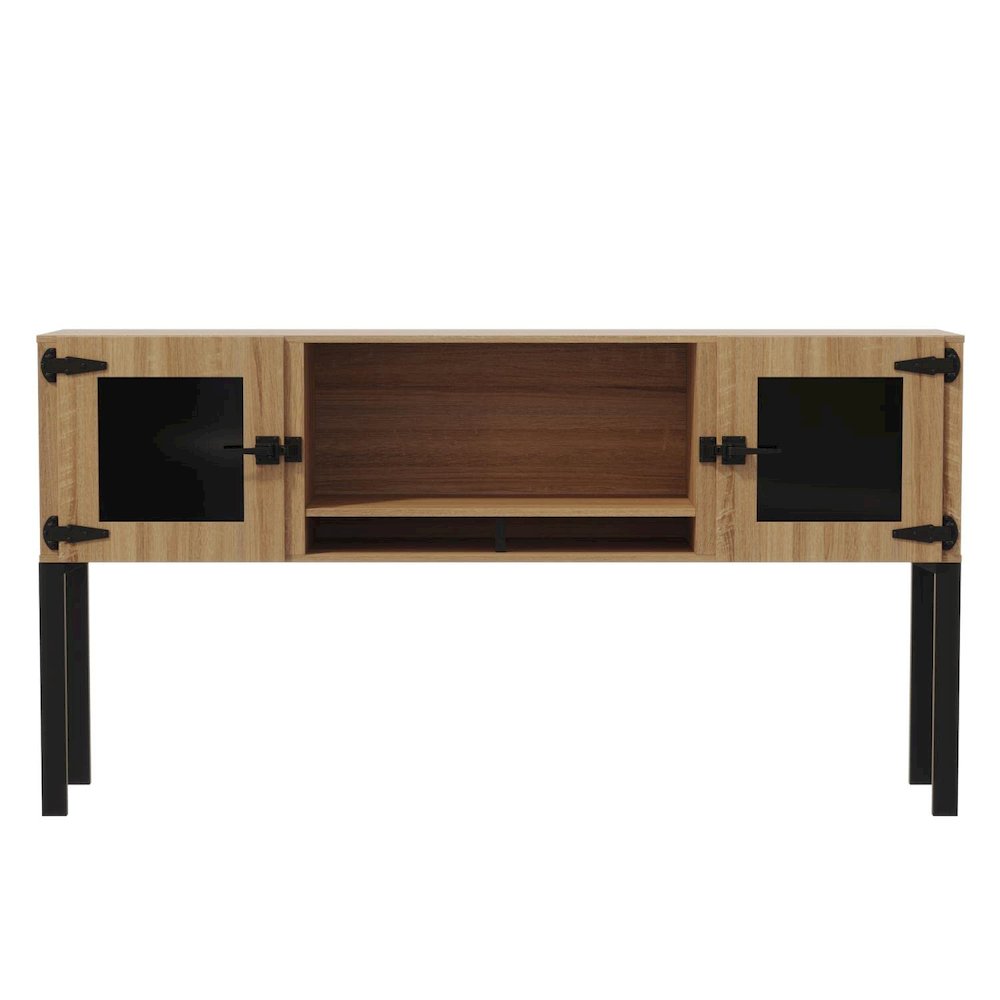 Mirella™ 72” Hutch with Glass Doors Sand Dune. Picture 3