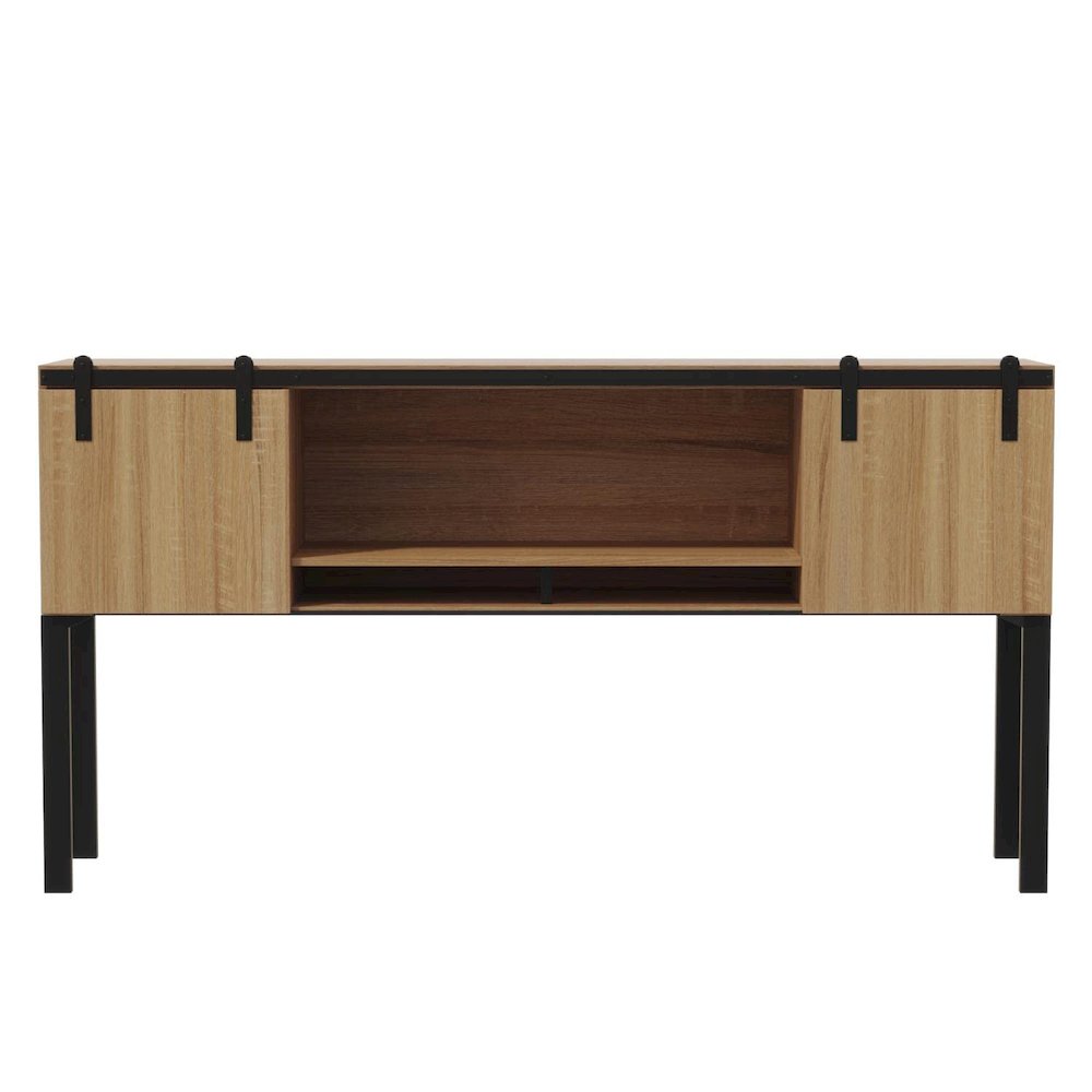 Mirella™ 72” Hutch with Sliding Wood Doors Sand Dune. Picture 1