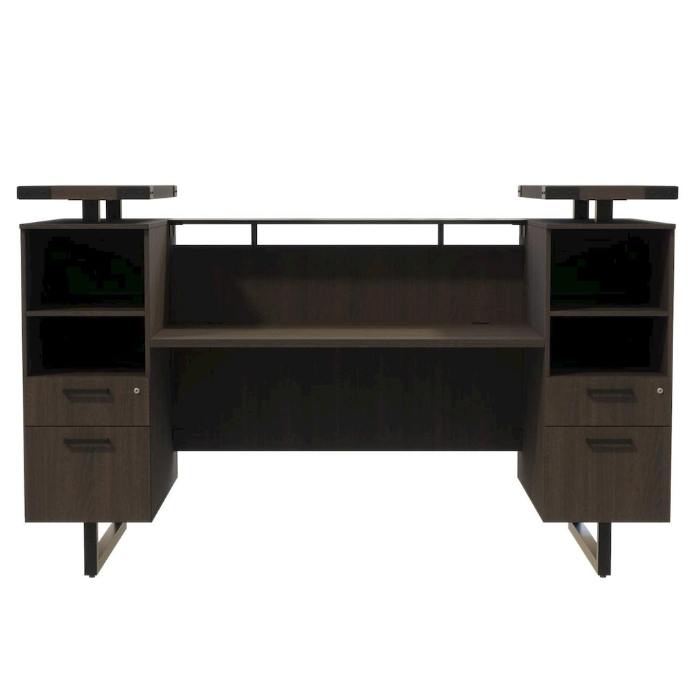 Mirella™ Reception Desk with Glass Countertop Southern Tobacco. Picture 4