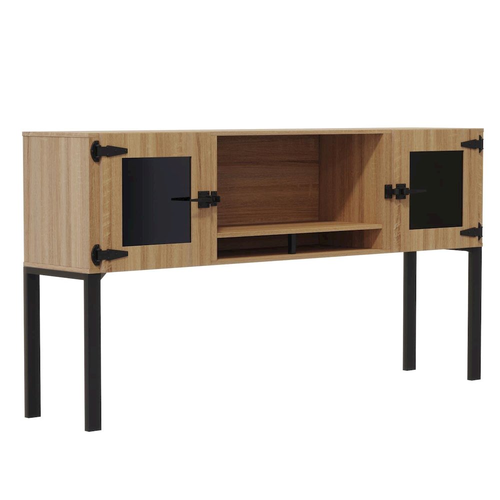 Mirella™ 72” Hutch with Glass Doors Sand Dune. Picture 1