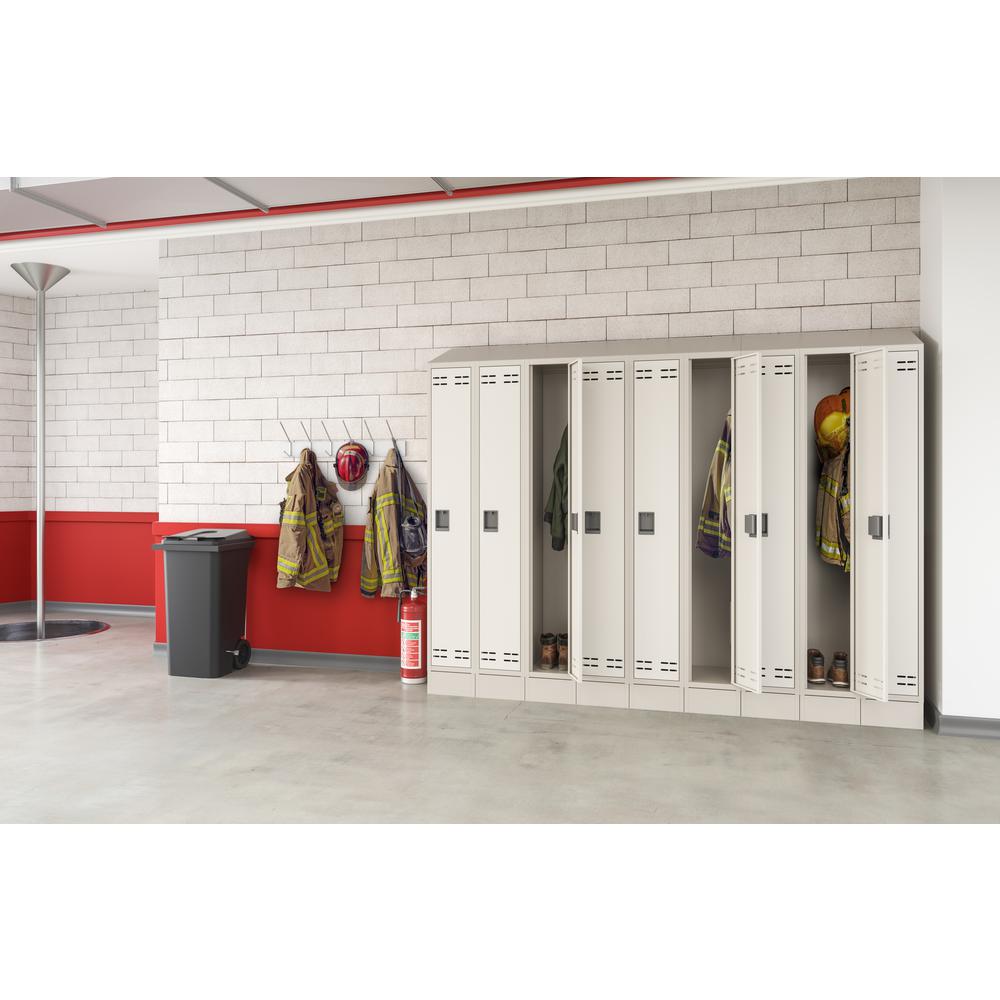Triple Continuous Metal Locker Base Addition 35"W x 16"D x 5.75"H - Tan. Picture 3