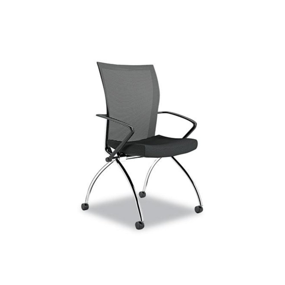 Valoré Training Series High-Back Nesting Chair, Black Seat/Black Back, Silver Base, 2/Carton. Picture 1