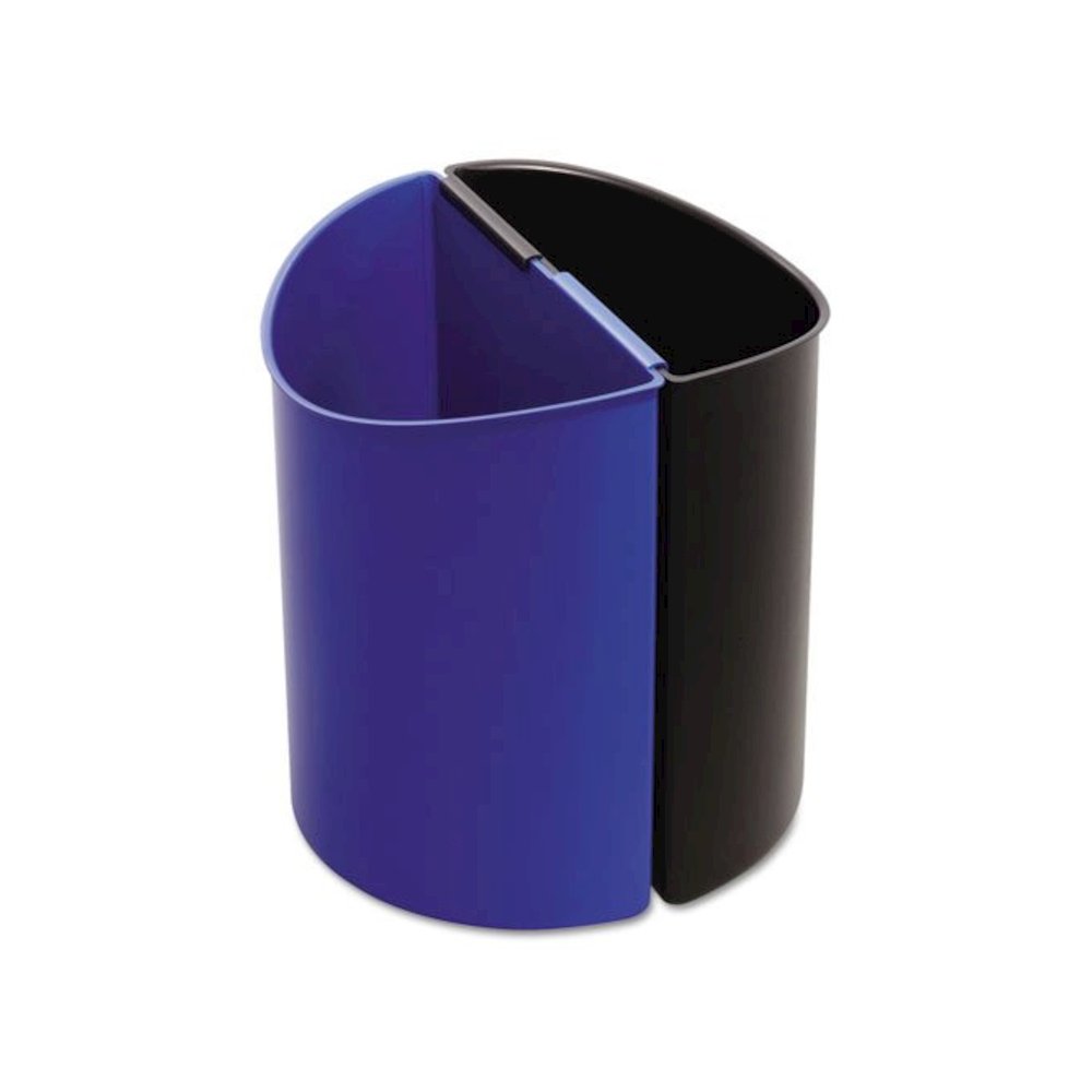 Desk-Side Recycling Receptacle, 7 gal, Plastic, Black/Blue. Picture 1