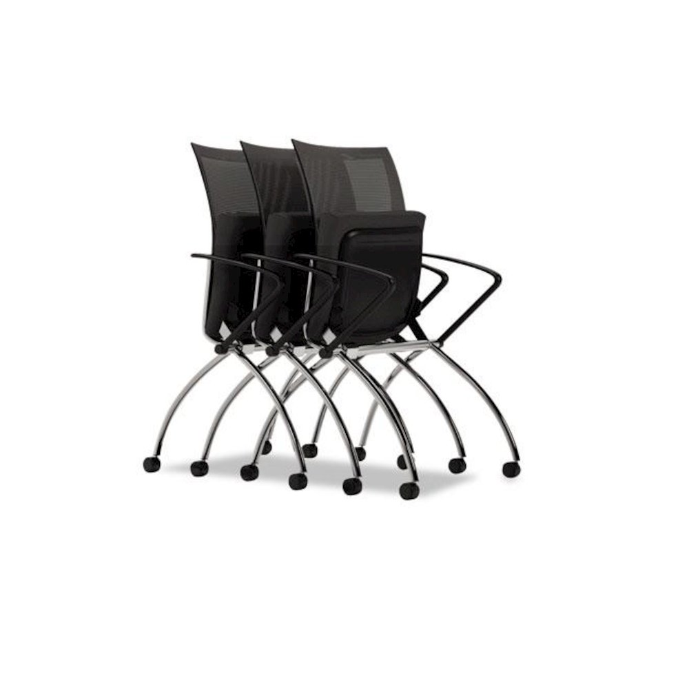 Valoré Training Series High-Back Nesting Chair, Black Seat/Black Back, Silver Base, 2/Carton. Picture 2